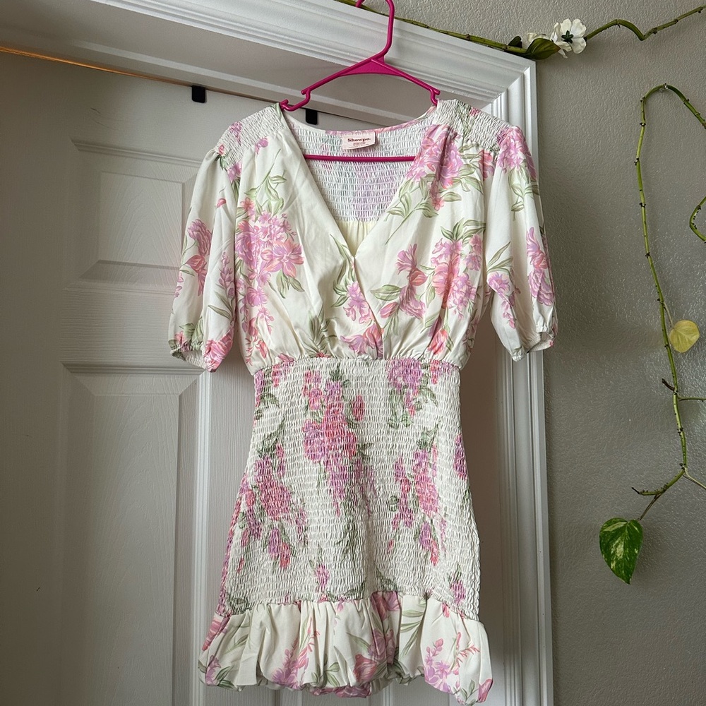 Floral Pink and White Dress